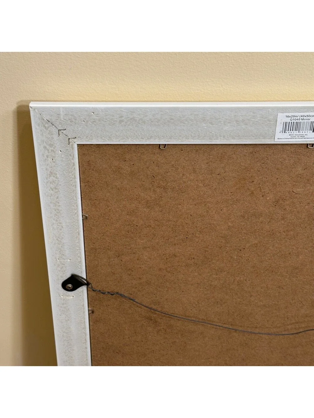 White Framed Wall Mirror 16x20 Rectangle Hanging Home Decor Vanity Preowned Gift
